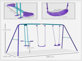 Metal Swing Set, with Seesaw, Adjustable Height, for Ages 3 Years, Purple T3398P348087