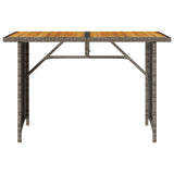 Garden Table with Wooden Top Grey 110x68x70 cm Poly Rattan 366356