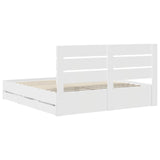 Bed Frame with Drawer White 200 x 200 cm Engineer Wood 3411808