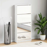 Shoe Cabinet 4-Layer Mirror White 63x17x134 cm 273936