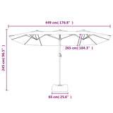 Double-Head Garden Parasol with LEDs Azure Blue 449x265 cm 362960