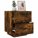 Bedside Cabinet with LED Lights Smoked Oak Engineered Wood 836743