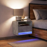ZNTS Wall-mounted Bedside Cabinet with LED Lights Concrete Grey 852067