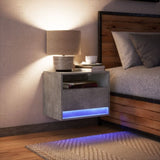 ZNTS Wall-mounted Bedside Cabinet with LED Lights Concrete Grey 852067