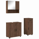 Bathroom Furniture Set 3 pcs Brown Oak Engineered wood & Metal 3392960