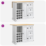Kitchen Storage with Door 2 pcs White and Honey Wax Solid-Pine 3425403