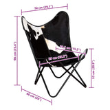Butterfly Chair Black and White Real Cowhide Leather 243729