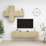 7 Piece TV Cabinet Set Sonoma Oak Engineered Wood 3079022