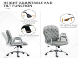 Office Chair Ergonomic 360&deg Swivel PU Diamante Padded Base 5 Castor Wheels for Home Work Grey T3398P344758