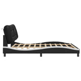 Bed Frame with LED without Mattress "Hvar" Black and White 180x200 cm 3213953