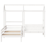 Bed and Bench Set with Roof without Mattress White 100x200 cm 3282172