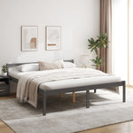 ZNTS Senior Bed without Mattress Grey 200x200cm Solid Wood Pine 810636