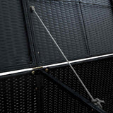 Double Wheelie Bin Shed Poly Rattan Black 148x80x111 cm 43887