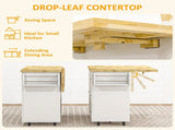 Kitchen Island on Wheels, Rolling Kitchen Storage Trolley with Drop Leaf, Drawers, Towel and Spice T3398P422886