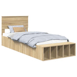Bed Frame with Shelf Sonoma Oak 90 x 190 cm Engineered Wood 3408405