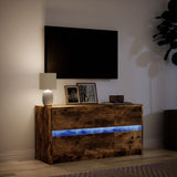TV Cabinet with LED Smoked Oak 100x34x50 cm Engineered Wood 852219