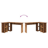 Desk with Shelf Old Wood 142 x 102 x 73 cm Engineered Wood 869296