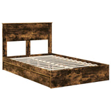 Storage Bed with Drawer Smoked Oak 135 x 190 cm Engineered Wood 3409921