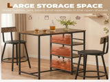 Space Saving Bar Table and PU Leather Stools for 2, 3 Piece Breakfast Bar Table Set with Storage T3398P553422