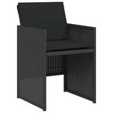 3 Piece Bistro Set with Cushions Black Poly Rattan 365063
