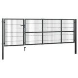 Garden Gate with Posts Steel 350x100 cm Anthracite 144399
