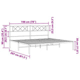 Metal Bed Frame without Mattress with Headboard White 193x203cm 372332
