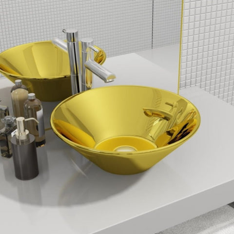 Wash Basin 42x14 cm Ceramic Gold 143494