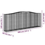 Arched Gabion Basket 400x50x140/160 cm Galvanised Iron 153417