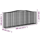 Arched Gabion Basket 400x50x140/160 cm Galvanised Iron 153417