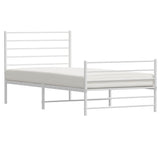 Metal Bed Frame without Mattress with Footboard White 90x190cm 352378