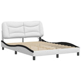 Bed Frame with LED without Mattress "Hvar" White and Black 140x200 cm 3213940