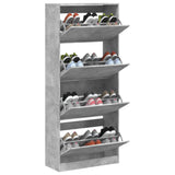 Shoe Cabinet with 4 Flip-Drawers Concrete Grey 80x34x187.5 cm 3214381