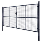 ZNTS Mesh Garden Gate Galvanised Steel 289x150 cm Grey 143365