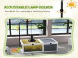 Tortoise Table with Adjustable Lamp Holder, Wooden Tortoise House w/ Openable Lids, Pull-Out Trays T3398P350003