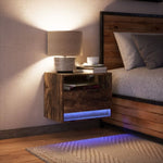ZNTS Wall-mounted Bedside Cabinet with LED Lights Smoked Oak 852069
