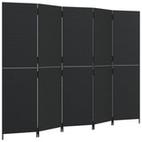 Room Divider 5 Panels Black Poly Rattan 365348