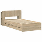 Bed Frame with Storage Sonoma Oak 75 x 190 cm Engineered Wood 3433910