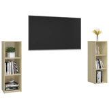 TV Cabinets 2 pcs Sonoma Oak 107x35x37 cm Engineered Wood 3079910