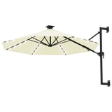 Wall-mounted Garden Parasol with LEDs 300 cm Sand 312522