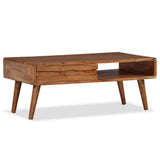 244974 Coffee Table Solid Wood with Carved Drawer 100x50x40 cm