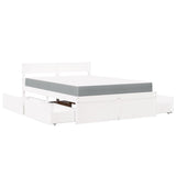 Bed with Drawers and Mattress White 120x200 cm Solid Wood Pine 3281902