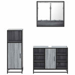 ZNTS 3 Piece Bathroom Furniture Set Grey Sonoma Engineered Wood 3301003