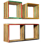 ZNTS Wall Shelf Set 3 Pieces Solid Reclaimed Teak Multicolour 245410