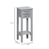 Set of Two Elegant Floral Cut-Out Side Tables - Grey T3398P344559