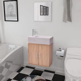 Three Piece Bathroom Furniture and Basin Set Beige 272228