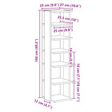 Shoe Cabinet Black Oak 25x27x102 cm Engineered Wood 862066