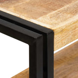 Bookshelf with Doors Brown Solid Rough Mango Wood and Metal 4104769