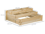 117cm x 100cm x 54cm 3 Tier Raised Garden Bed 376L Fir Wood Elevated Planter Flower Box with 9 Grow T3398P322129
