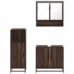 ZNTS 3 Piece Bathroom Furniture Set Brown Oak Engineered Wood 3300979