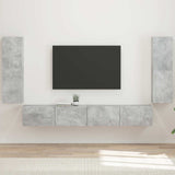 TV Wall Cabinet Set 4 pcs Concrete Grey Engineered Wood 3408928